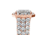 Rose gold Emerald Cut Halo Pavé Diamond Engagement Ring with Split Shank and Four-Prong Setting_8