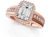 Rose gold Emerald Cut Halo Pave Band Four-Prong Ring_63