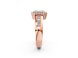 Rose gold Emerald Cut Halo Pave Band Four-Prong Ring_64