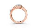 Rose gold Emerald Cut Halo Pave Band Four-Prong Ring_65