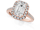 Rose gold Emerald Cut Halo Pave Diamond Engagement Ring with Four-Prong Setting_4