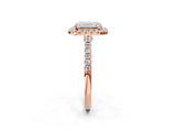Rose gold Emerald Cut Halo Pave Diamond Engagement Ring with Four-Prong Setting_5