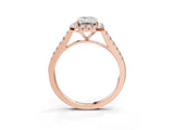 Rose gold Emerald Cut Halo Pave Diamond Engagement Ring with Four-Prong Setting_6
