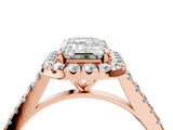 Rose gold Emerald Cut Halo Pave Diamond Engagement Ring with Four-Prong Setting_7