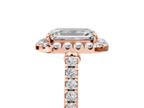 Rose gold Emerald Cut Halo Pave Diamond Engagement Ring with Four-Prong Setting_8