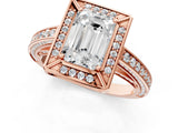 Rose gold Emerald Cut Halo Pave Split Shank Prong Setting Ring_45