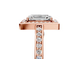 Rose gold Emerald Cut Halo Pave Split Shank Prong Setting Ring_49