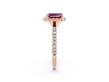 Rose gold Emerald Cut Halo Round Diamond Pavé Band Four-Prong Ring_2