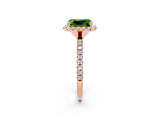 Rose gold Emerald Cut Halo Round Diamond Pavé Band Four-Prong Ring_2