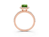 Rose gold Emerald Cut Halo Round Diamond Pavé Band Four-Prong Ring_3