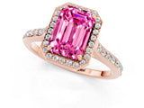 Rose gold Emerald Cut Halo Round Diamond Pavé Band with Four-Prong Setting_1