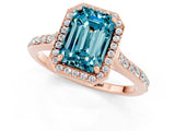 Rose gold Emerald Cut Halo Round Diamond Pavé Band with Four-Prong Setting_1