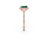 Rose gold Emerald Cut Halo Round Diamond Pavé Band with Four-Prong Setting_2