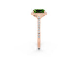 Rose gold Emerald Cut Halo Round Diamond Pavé Band with Four-Prong Setting_2