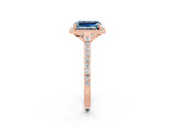 Rose gold Emerald Cut Halo Round Diamond Pavé Band with Four-Prong Setting_2