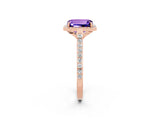 Rose gold Emerald Cut Halo Round Diamond Pavé Band with Four-Prong Setting_2