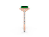 Rose gold Emerald Cut Halo Round Diamond Pavé Band with Four-Prong Setting_2
