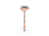 Rose gold Emerald Cut Halo Round Diamond Pavé Band with Four-Prong Setting_2