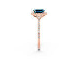 Rose gold Emerald Cut Halo Round Diamond Pavé Band with Four-Prong Setting_2
