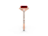 Rose gold Emerald Cut Halo Round Diamond Pavé Band with Four-Prong Setting_2