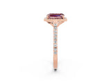 Rose gold Emerald Cut Halo Round Diamond Pavé Band with Four-Prong Setting_2