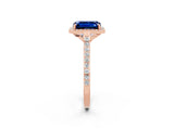Rose gold Emerald Cut Halo Round Diamond Pavé Band with Four-Prong Setting_2