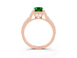 Rose gold Emerald Cut Halo Round Diamond Pavé Band with Four-Prong Setting_3
