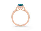 Rose gold Emerald Cut Halo Round Diamond Pavé Band with Four-Prong Setting_3