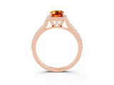 Rose gold Emerald Cut Halo Round Diamond Pavé Band with Four-Prong Setting_3