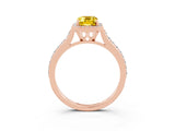 Rose gold Emerald Cut Halo Round Diamond Pavé Band with Four-Prong Setting_3