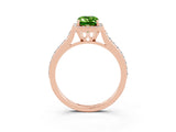 Rose gold Emerald Cut Halo Round Diamond Pavé Band with Four-Prong Setting_3