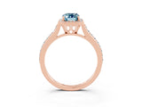 Rose gold Emerald Cut Halo Round Diamond Pavé Band with Four-Prong Setting_3