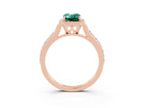 Rose gold Emerald Cut Halo Round Diamond Pavé Band with Four-Prong Setting_3