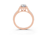 Rose gold Emerald Cut Halo Round Diamond Pavé Band with Four-Prong Setting_3