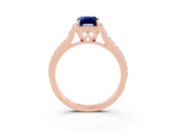 Rose gold Emerald Cut Halo Round Diamond Pavé Band with Four-Prong Setting_3