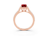 Rose gold Emerald Cut Halo Round Diamond Pavé Band with Four-Prong Setting_3
