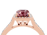 Rose gold Emerald Cut Halo Round Diamond Pavé Band with Four-Prong Setting_4