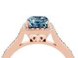 Rose gold Emerald Cut Halo Round Diamond Pavé Band with Four-Prong Setting_4