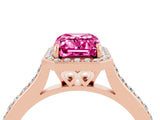 Rose gold Emerald Cut Halo Round Diamond Pavé Band with Four-Prong Setting_4