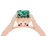 Rose gold Emerald Cut Halo Round Diamond Pavé Band with Four-Prong Setting_4