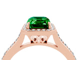 Rose gold Emerald Cut Halo Round Diamond Pavé Band with Four-Prong Setting_4