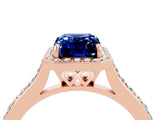 Rose gold Emerald Cut Halo Round Diamond Pavé Band with Four-Prong Setting_4