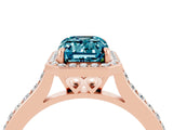 Rose gold Emerald Cut Halo Round Diamond Pavé Band with Four-Prong Setting_4