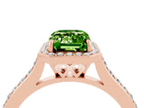 Rose gold Emerald Cut Halo Round Diamond Pavé Band with Four-Prong Setting_4