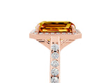 Rose gold Emerald Cut Halo Round Diamond Pavé Band with Four-Prong Setting_5