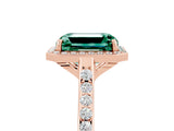 Rose gold Emerald Cut Halo Round Diamond Pavé Band with Four-Prong Setting_5