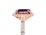 Rose gold Emerald Cut Halo Round Diamond Pavé Band with Four-Prong Setting_5