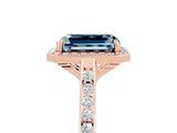 Rose gold Emerald Cut Halo Round Diamond Pavé Band with Four-Prong Setting_5