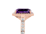 Rose gold Emerald Cut Halo Round Diamond Pavé Band with Four-Prong Setting_5