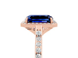 Rose gold Emerald Cut Halo Round Diamond Pavé Band with Four-Prong Setting_5